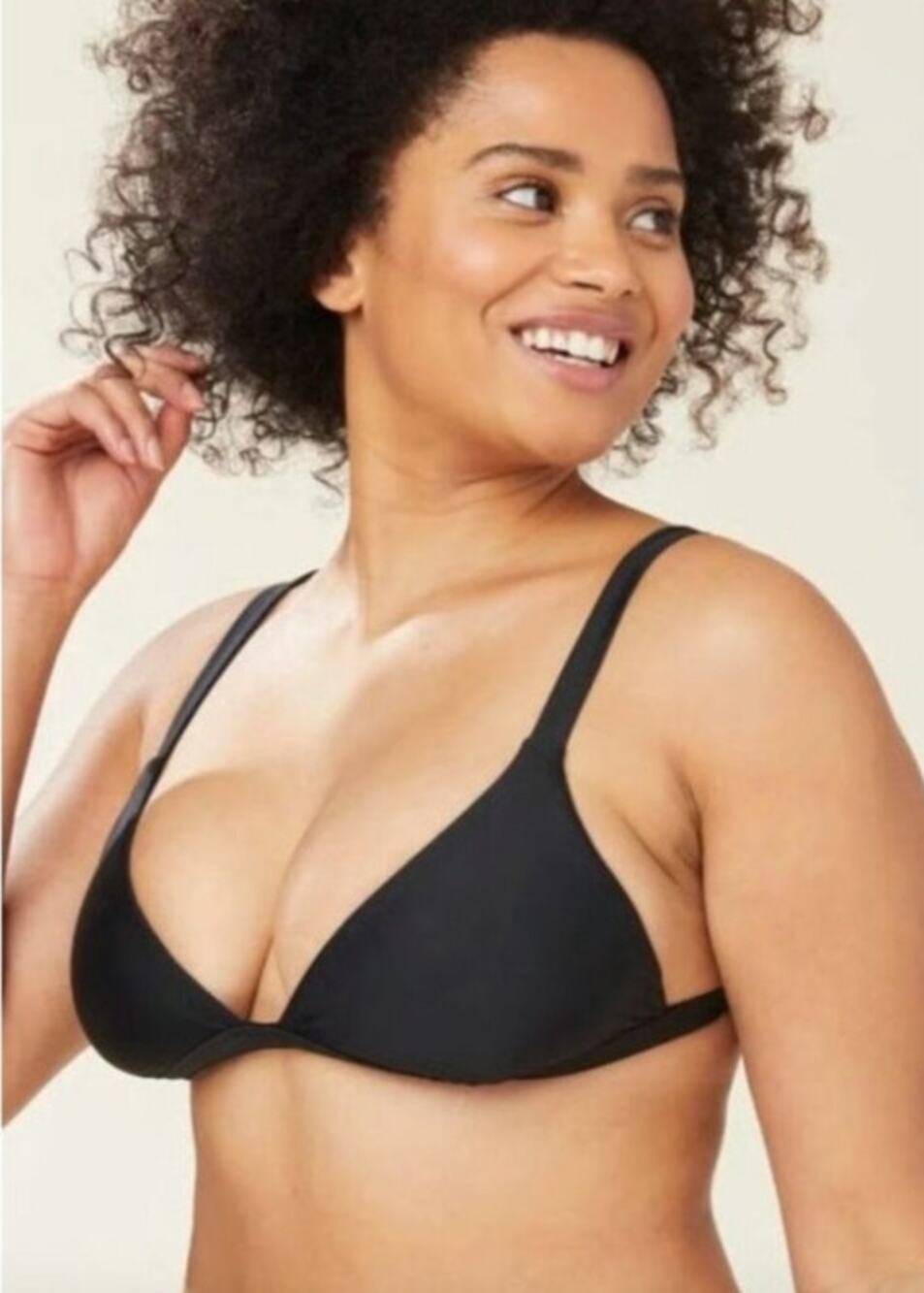 NWT Andie Swim The Caicos Bikini Top Black Size Medium Beach Pool Resort Travel
